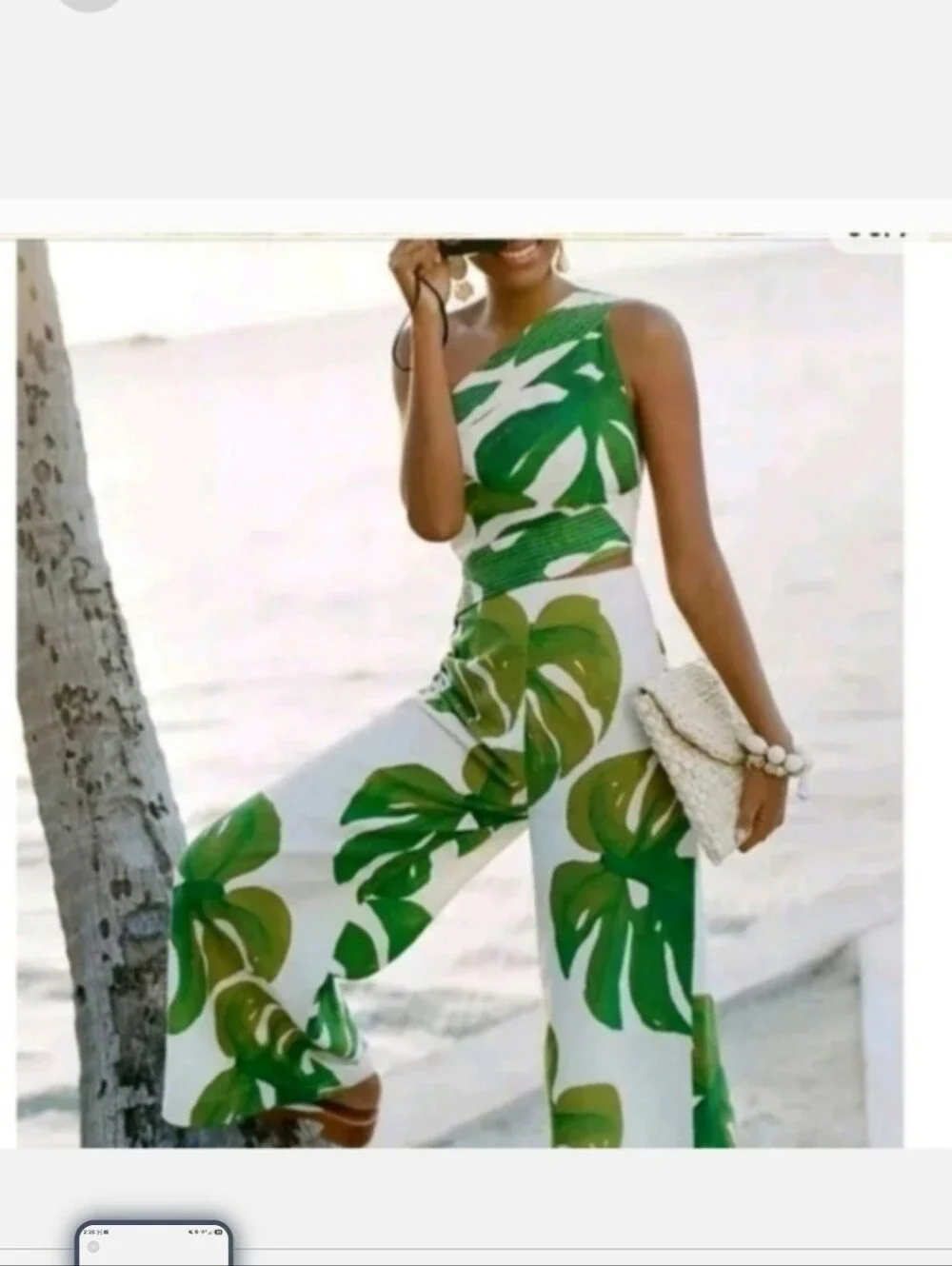 FARM Rio One Shoulder Leaf Jumpsuit